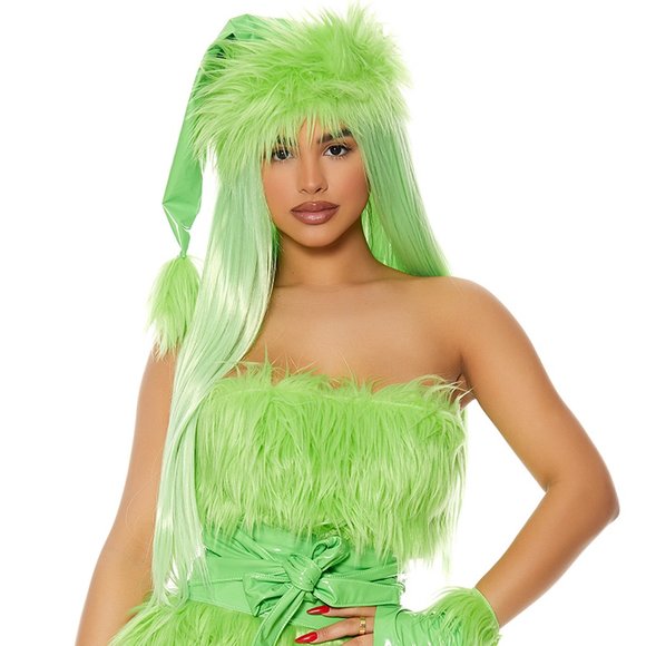 Long Light Green Wig Straight Center Part Unisex - Picture 3 of 3
